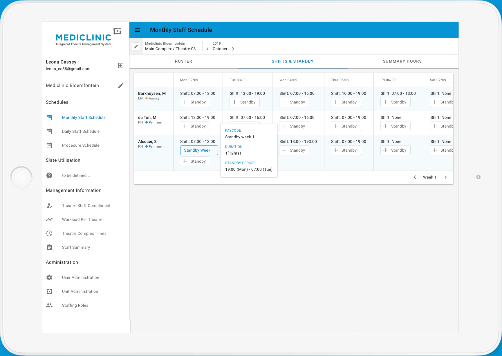 Shift management